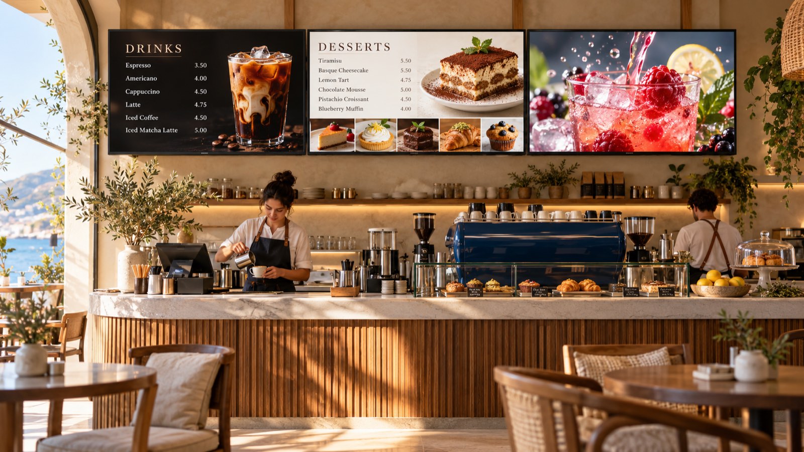 Üç televizyonlu kafe
